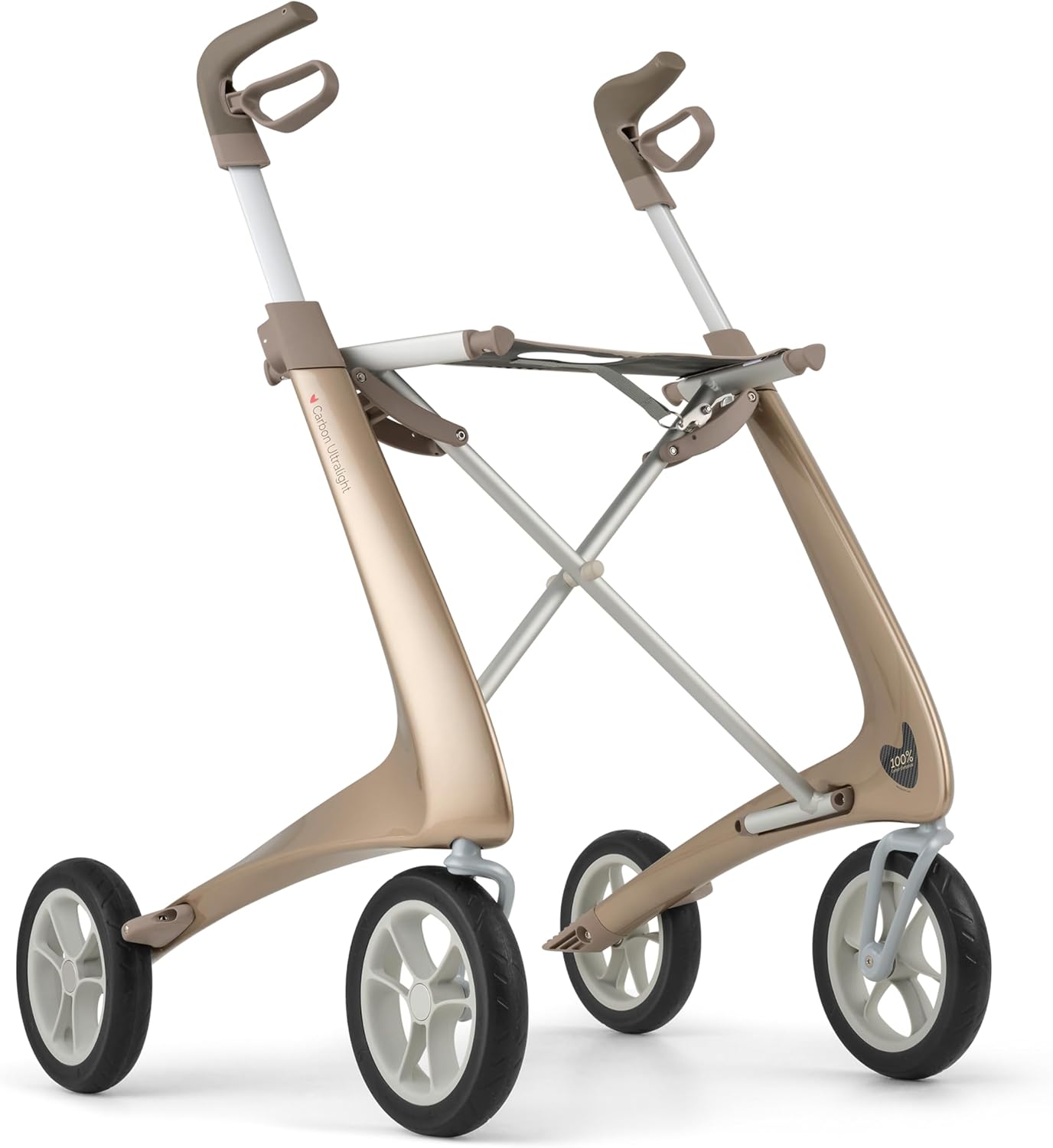 byACRE Carbon Ultralight Rollator - World\'s Lightest Carbon Rollator - Only 4.8 kg - For Indoor and Outdoor Use - Foldable and Easy to Put in the Boot and Travel (Champagne Gold, Classic)