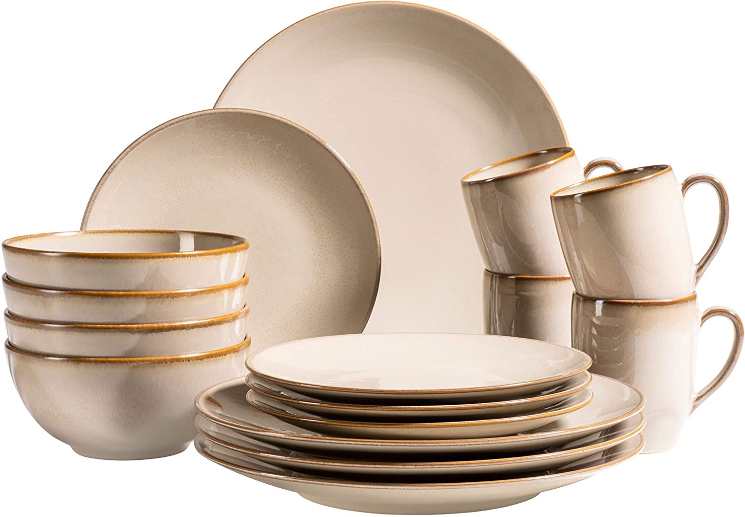 Maser MÄSER 931872 Ossia Series Crockery Set For 4 People, Vintage Mediterranean Look, 16-Piece Ceramic Crockery Set