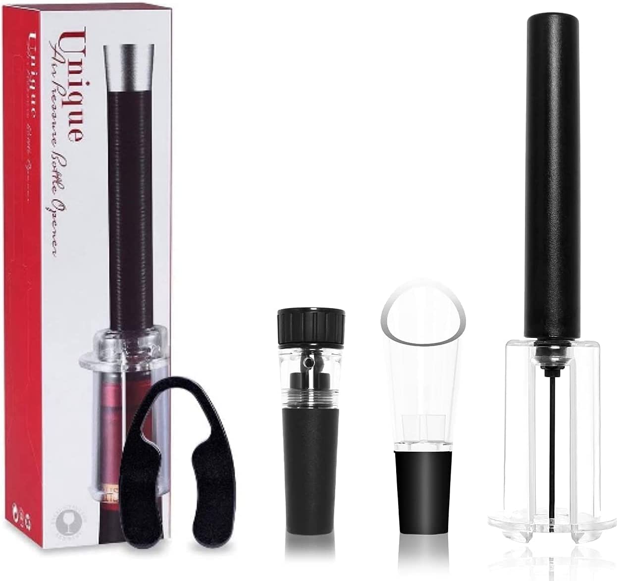 Urtioty Wine Bottle Opener Set, Air Pressure Bottle Opener Corkscrew with Vacuum Stopper, Pourer, Foil Cutter