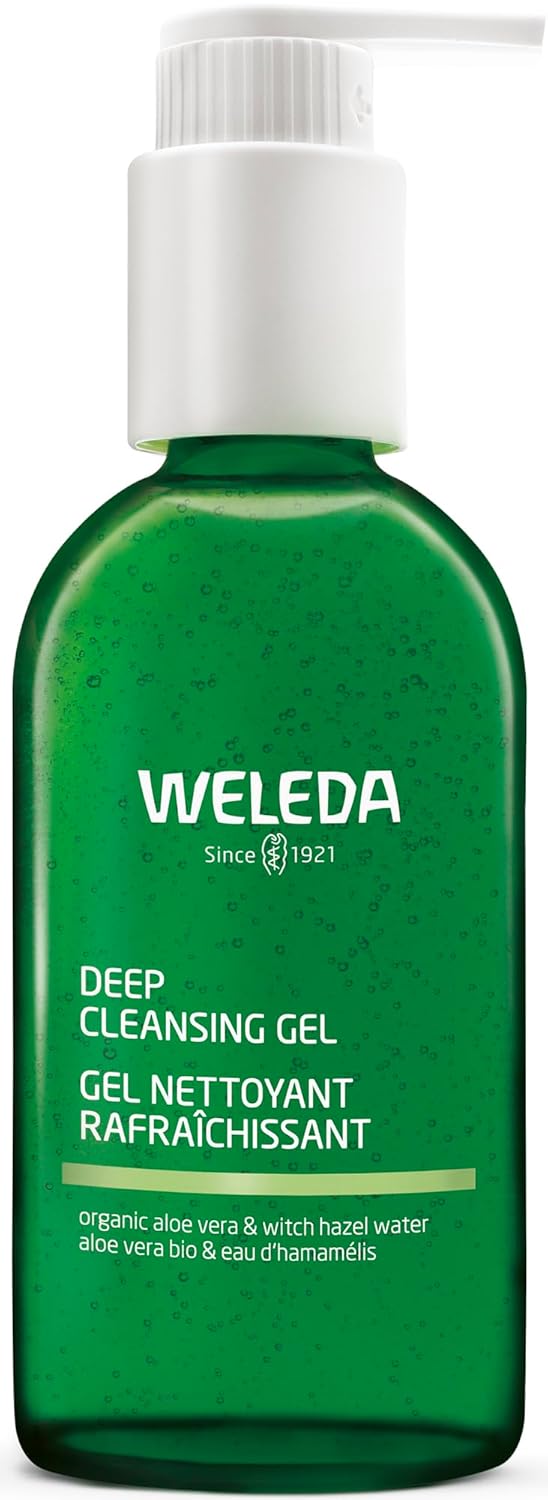 WELEDA Organic Deep Cleansing Gel - Pore-Deep Natural Cosmetics Face Care Cleansing Gel with Aloe Vera & Witch Hazel Water Removes Excess Sebum & Make-Up for Natural Glow (Vegan, 150 ml)