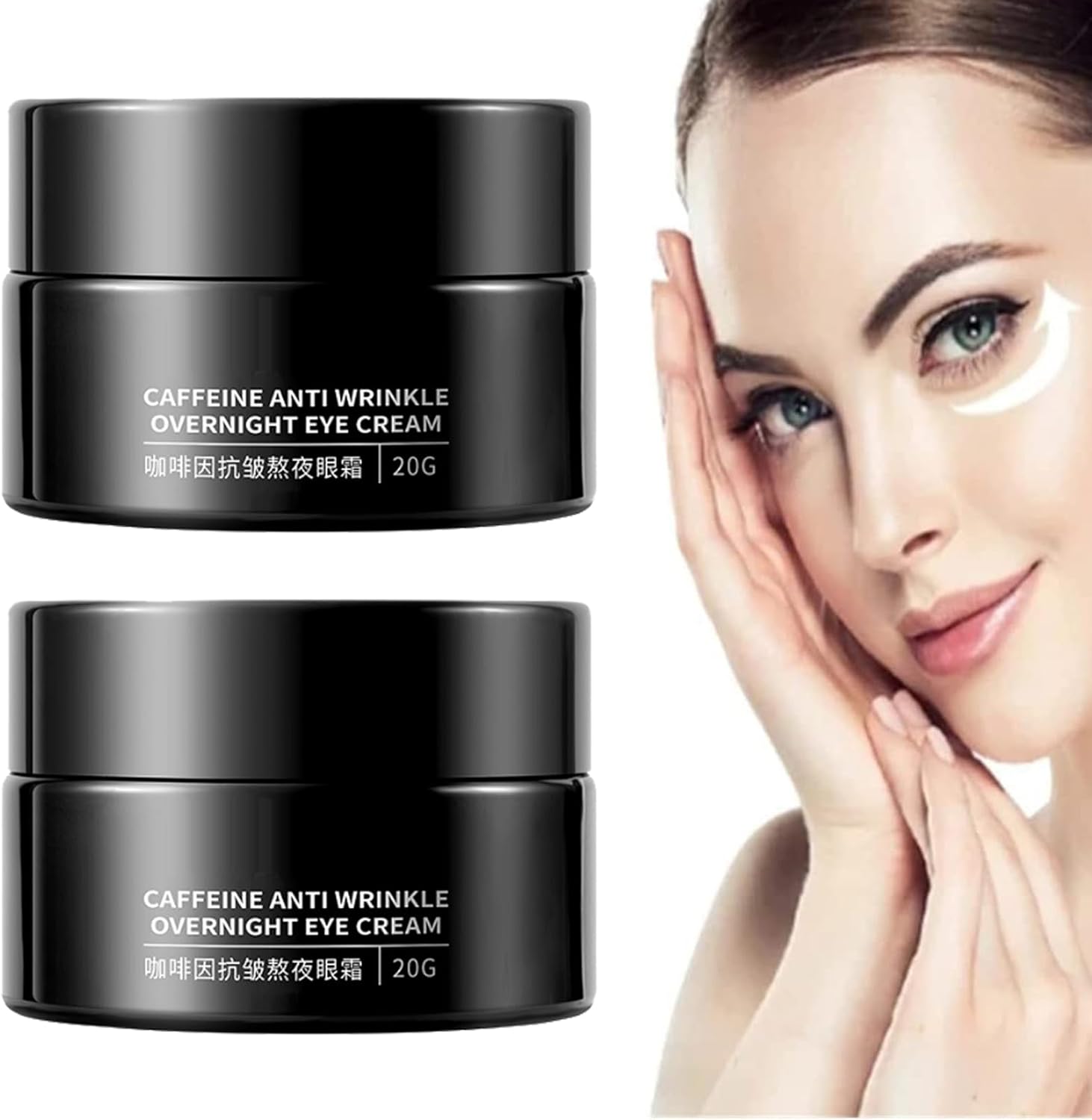 ZANLION 20 g Caffeine Anti-Wrinkle Stay-Up Late Eye Cream, Caffeine Anti Wrinkle Overnight Eye Cream, Black Bottle Eye Cream, Small Brown Bottle Eye Cream (2 Pieces)
