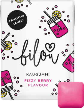 bilou Chewing gum Fizzy Berry, sugar -free (10 pieces), 24 g