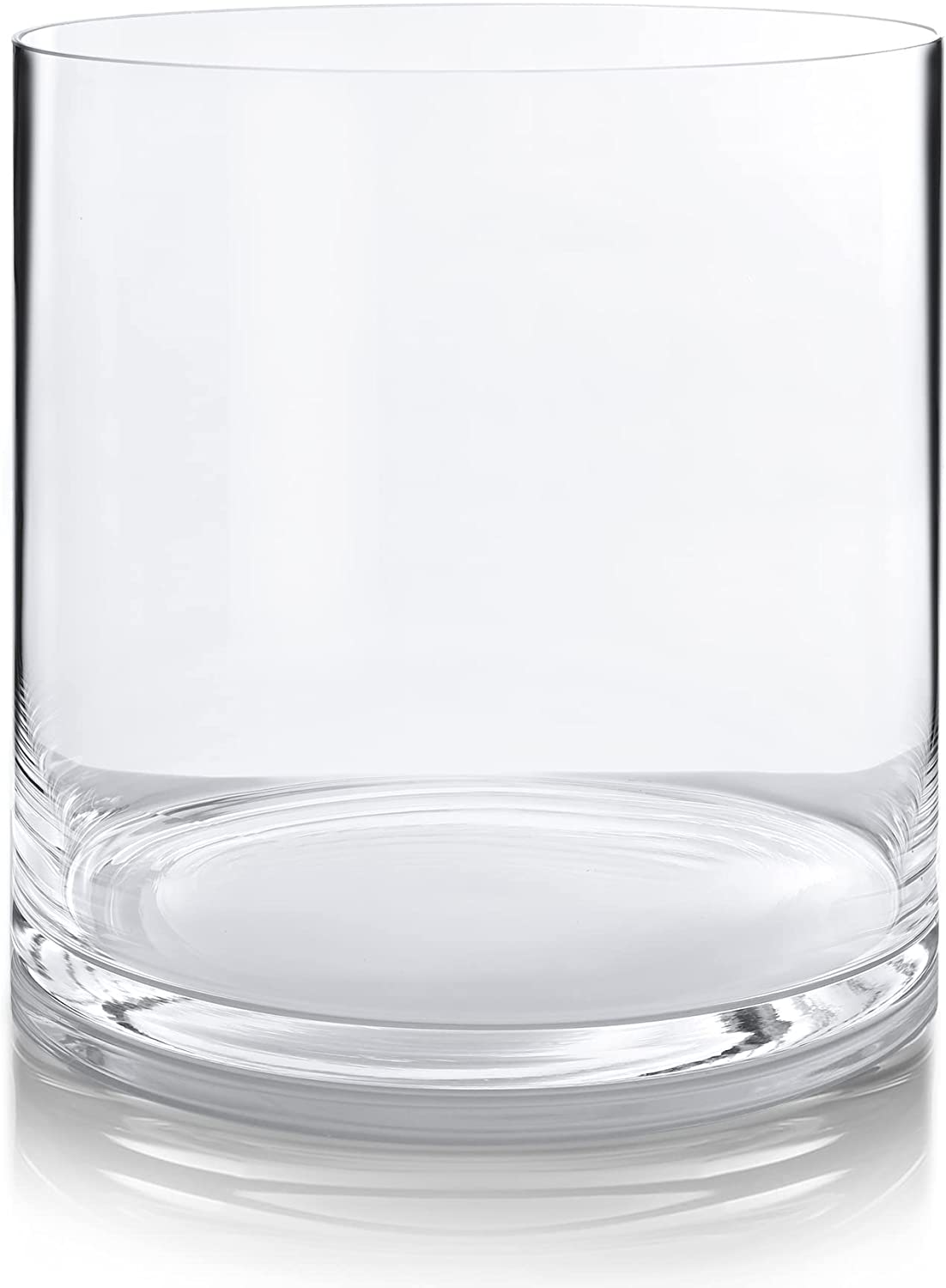 Varia Living Glass Flower Vase in Various Sizes | Round Glass Vase | Glass Cylinder with Base for Candle | Glass Lantern | Clear (H 30 cm | Diameter 30 cm)