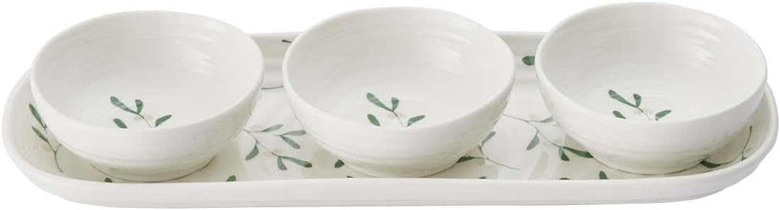 Portmeirion CPXT78856-XG Sophie Conran Garland Set of 3 Bowls and Tray (Cupid, Mistletoe) Ceramic
