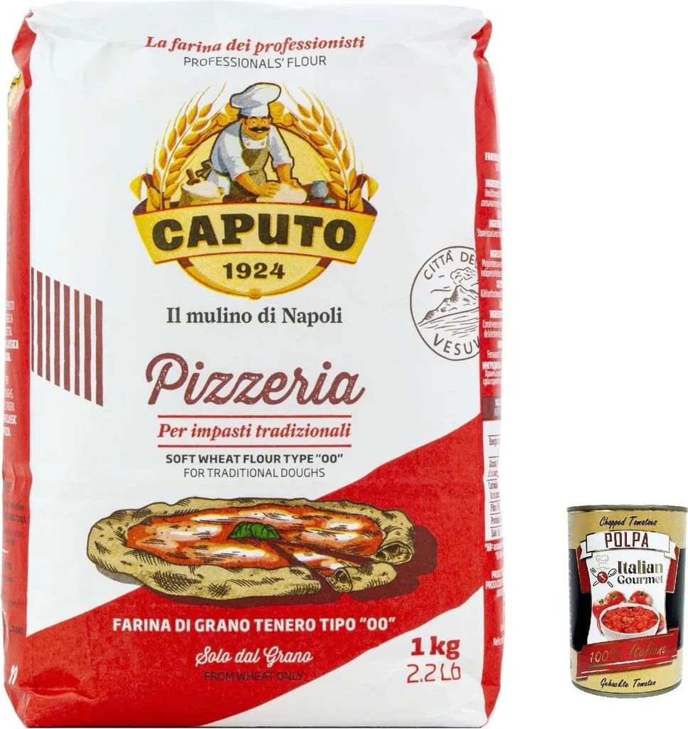 24x Farina Molino Caputo Pizzeria, farina per Pizza Napoli pizza flour pizza flour 1kg Tipo 00 + Italian Gourmet polpa 400g