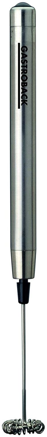 Gastroback 42215 Pen Milk Frother for Latte Macchiato Cappuccino and Milkshake Stainless Steel Case Strong Motor Wireless 18/8 Stainless Steel