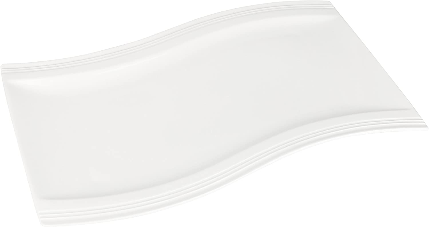MALACASA, Flora Series Rectangular Serving Plate Cream White Porcelain 16.25 Inches Flat Plate Dinner Plate Square