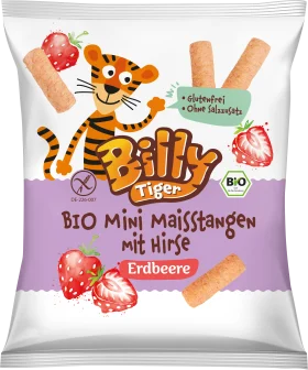 Billy Tiger Children's snack mini corn sticks with millet strawberry from 3 years, 30 g