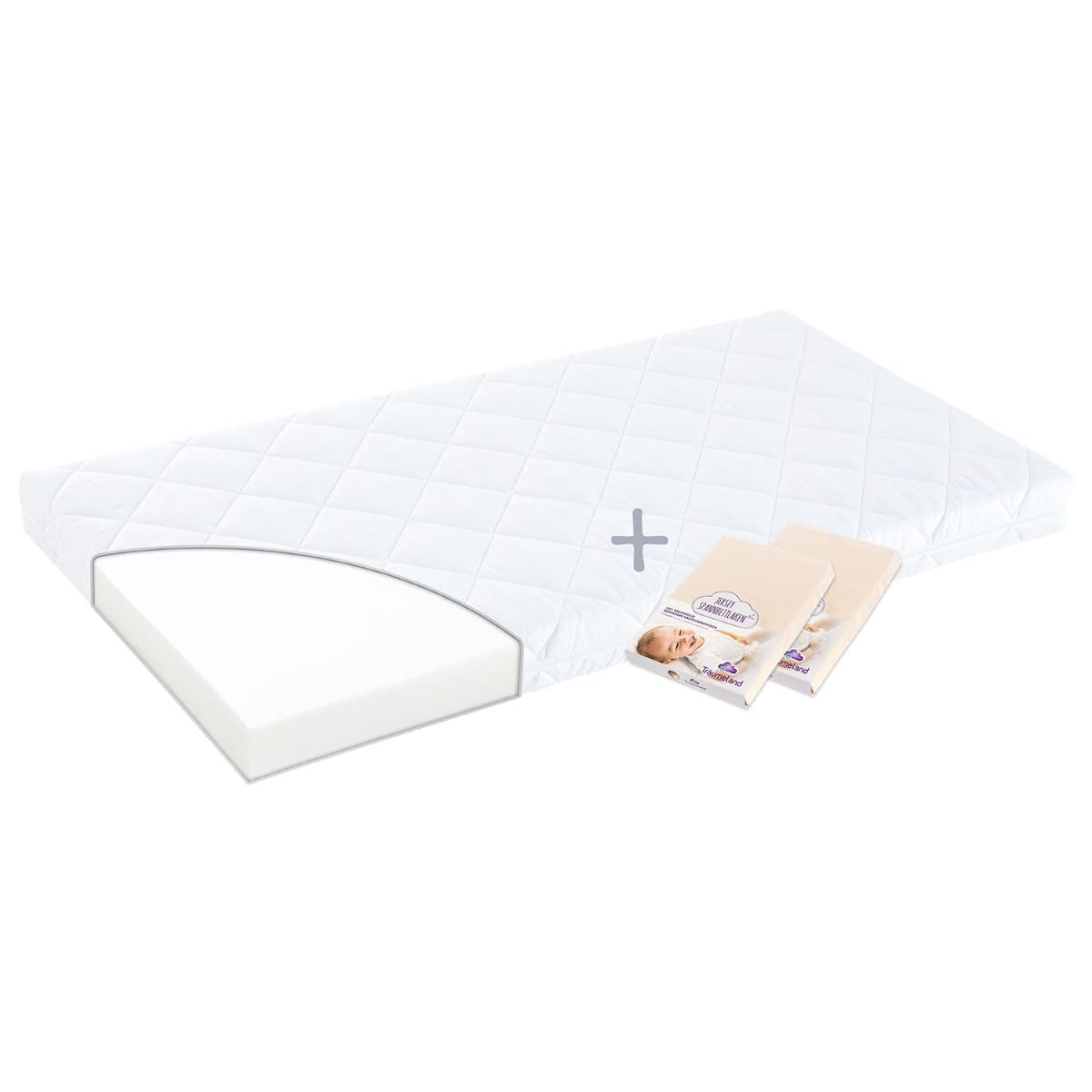 Traeumeland Träumeland Mattress Set Softwash 70 x 140 cm + 2 Fitted Sheets Jersey White