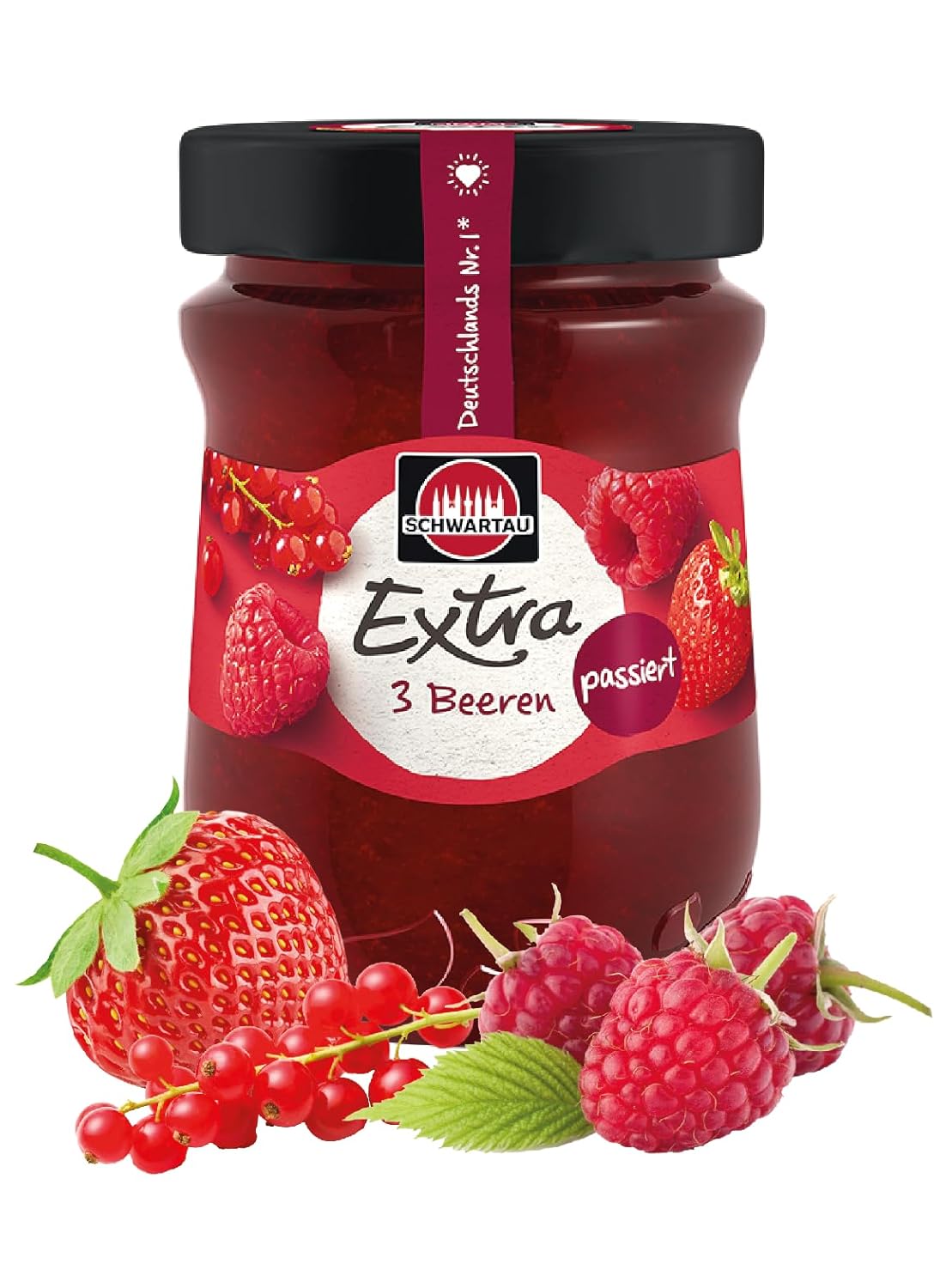 Schwartau Extra 3 Berries, Jam without Pieces and without Seeds, 340 g