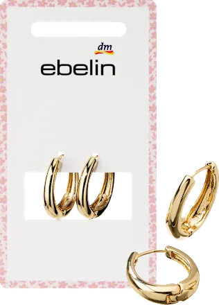 ebelin Gold-look hoop earrings, 2 pieces