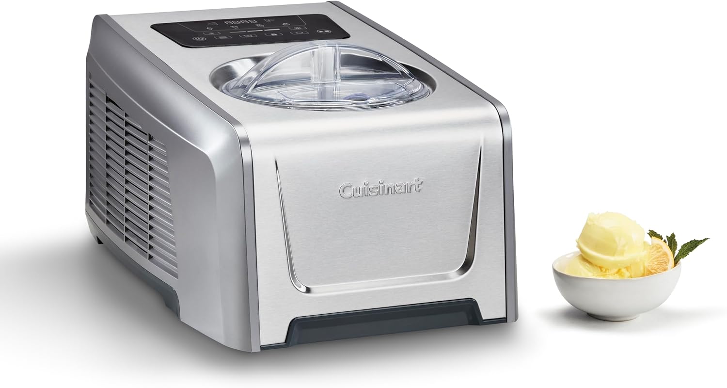 Cuisinart FreezeEase Pro - Self-Cooling Ice Maker 4 Presets | 14 Functions | Ice Cream, Sorbet, Frozen Yoghurt, Gelato No Pre-Cooling Required | Ready in 40 Minutes | 90 Minutes Cooling Radio