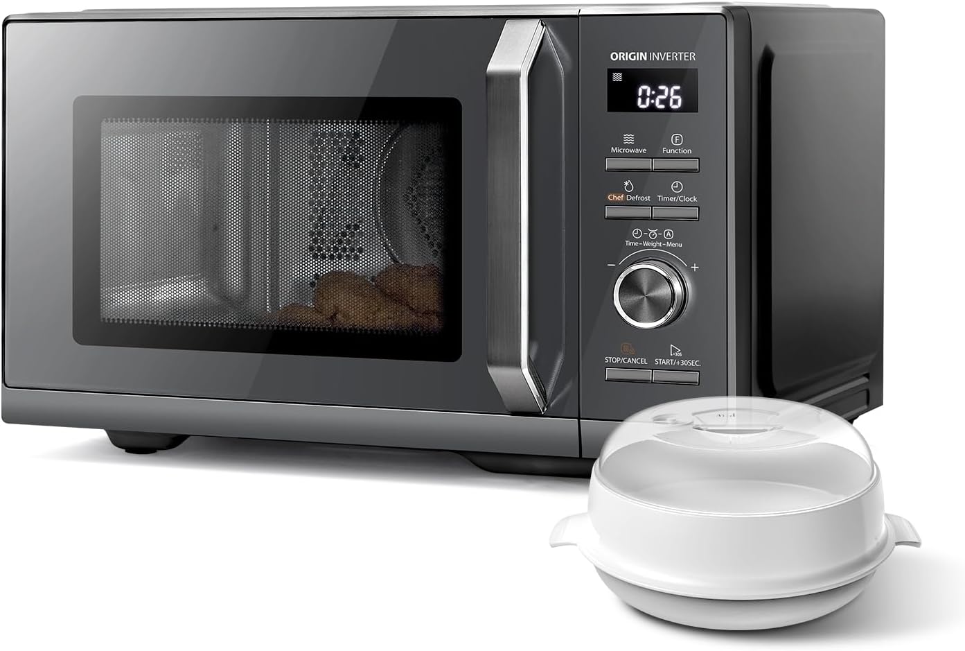 Toshiba MW3-AC26SFI(MG) Microwave with Grill and Hot Air 6-in-1 Microwave Oven with Steamer 26L 900W Origin Inverter, Chef Defrost, Convection, Combi, Steam, Grill, Air Fry Car Menu, Gray