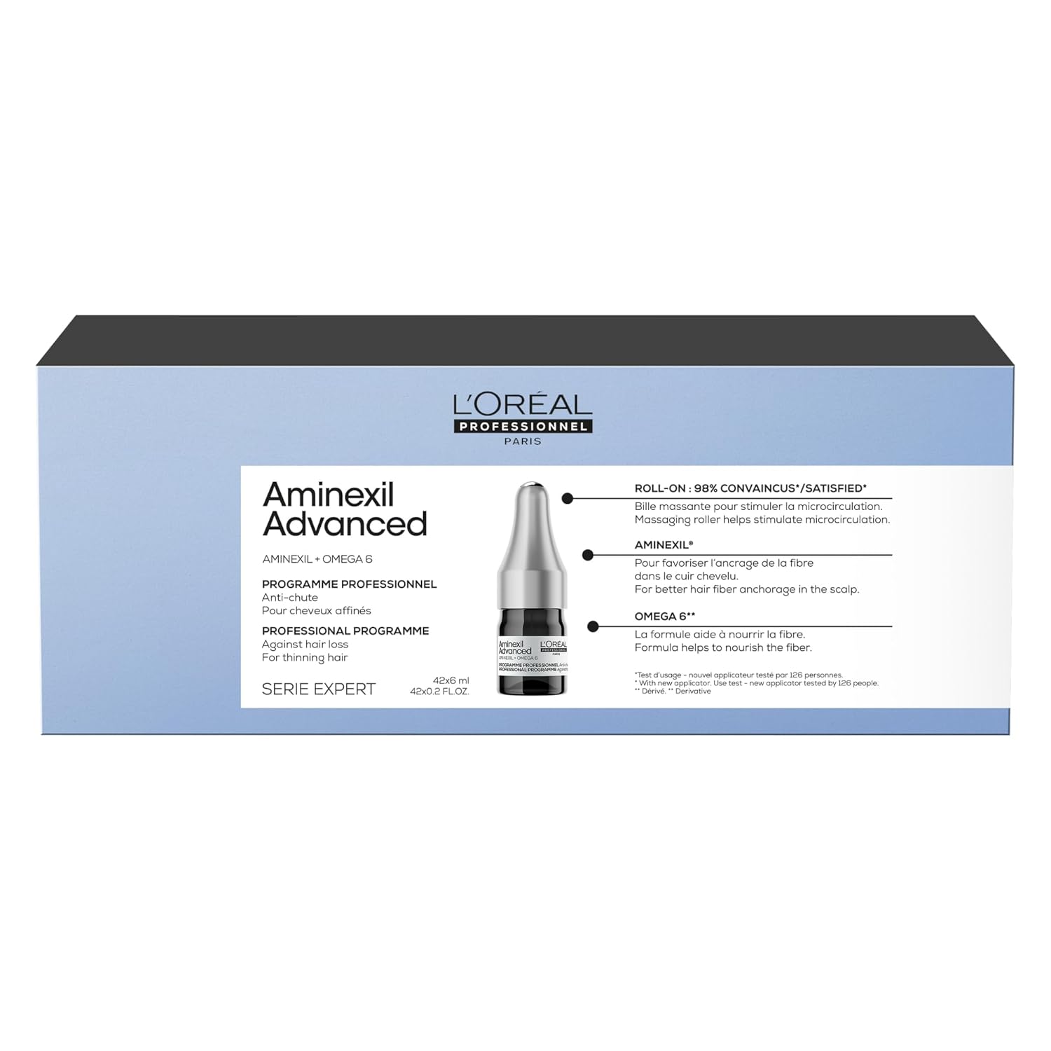 L'Oréal Professionnel Paris L\'Oréal Professionnel Hair Loss Treatment, Reduces Hair Loss from 6 Weeks & Redensified, Roll-On for Men and Women, No Silicone, 42 x 6 ml