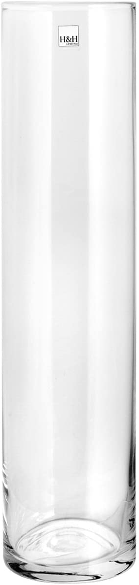 H+H H & H 8249835 Pengo Cylindrical Glass Vase 11 x 35 cm Clear