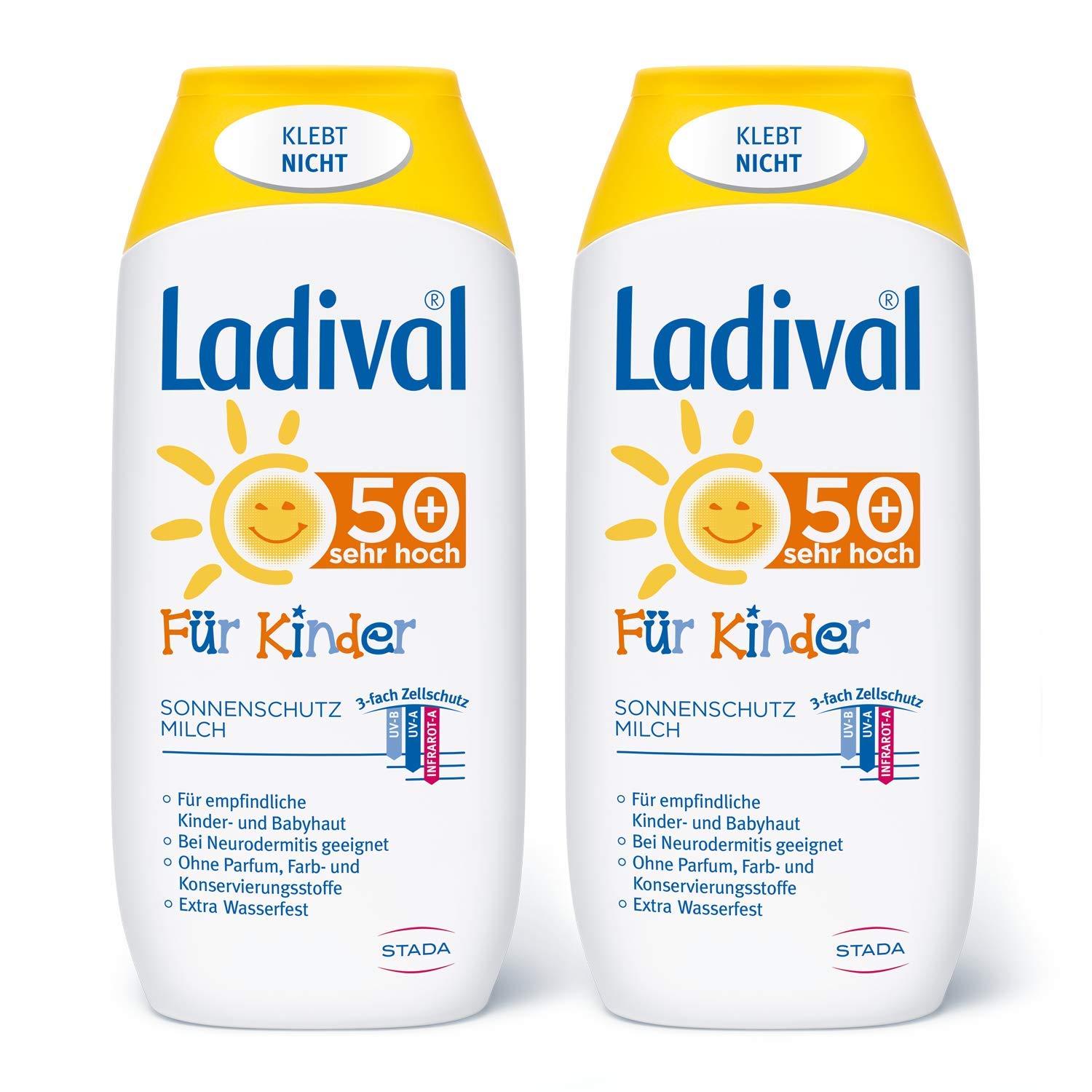Ladival Children's 2 x Sun Lotion SPF 50+ Fragrance-Free Sun Protection Lotion for Children without Colors and Preservatives Waterproof 2 x 200 ml, None, 400 ml