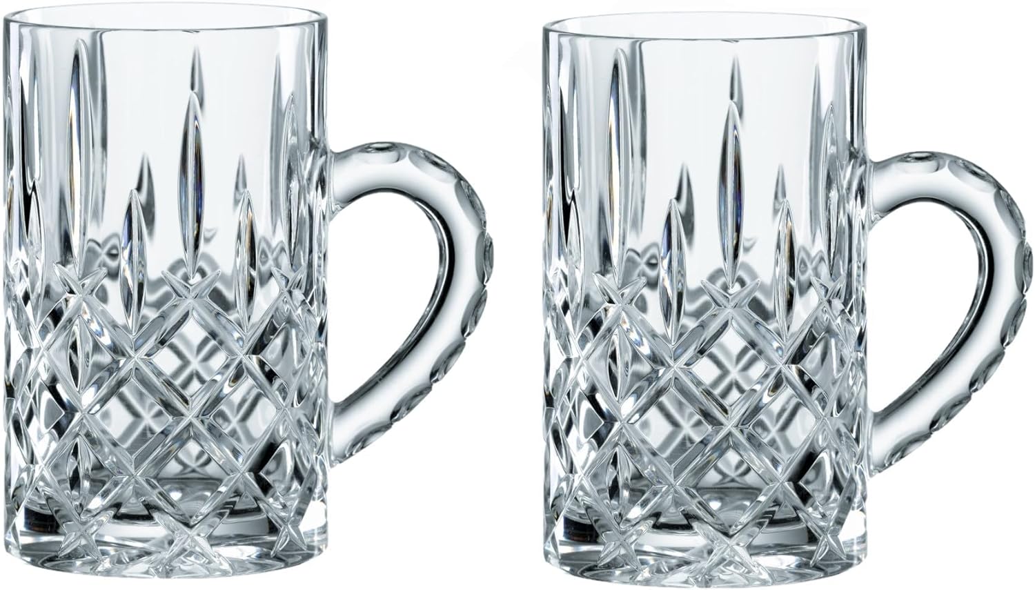 Nachtmann Store Nachtmann Set of 2 Tea Glasses with Handles, 256 ml, Noblesse 103767, Crystal Tea Cups, Glass Cups for Hot Drinks, Dishwasher Safe