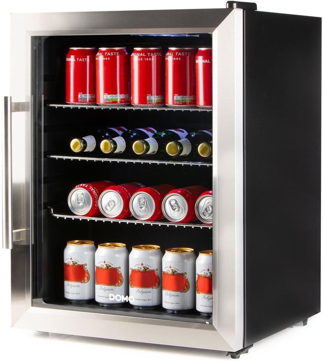 DOMO DO91609BK Party Fridge Energy Efficiency Class D (A - G) 60 L Stand Unit Black, Brushed Stainless Steel