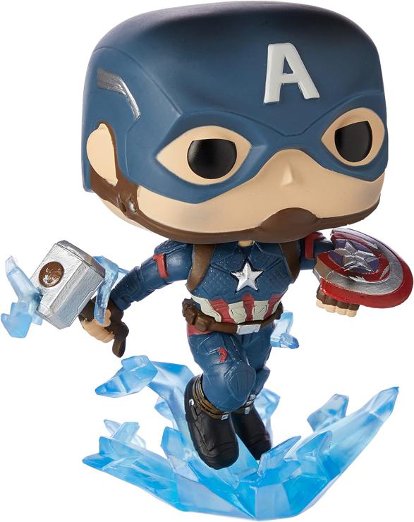 Funko Pop! Marvel: Avengers Endgame - Captain America with Broken Shield & Mjolnir - Vinyl Collectible Figure - Gift Idea - Official Merchandise - Toys For Children and Adults