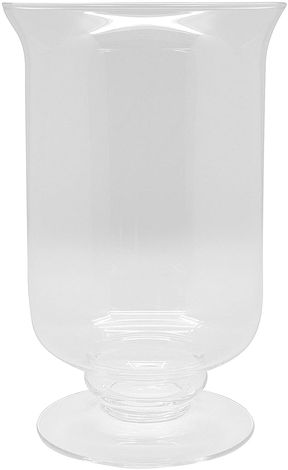 Sandra Rich Tea Light Glass Hurricane on Stand Height 30.5 cm Diameter 19.5 cm Round in, Clear