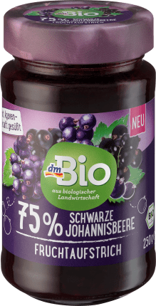 dmBio Blackcurrant fruit spread 75%, 250 g