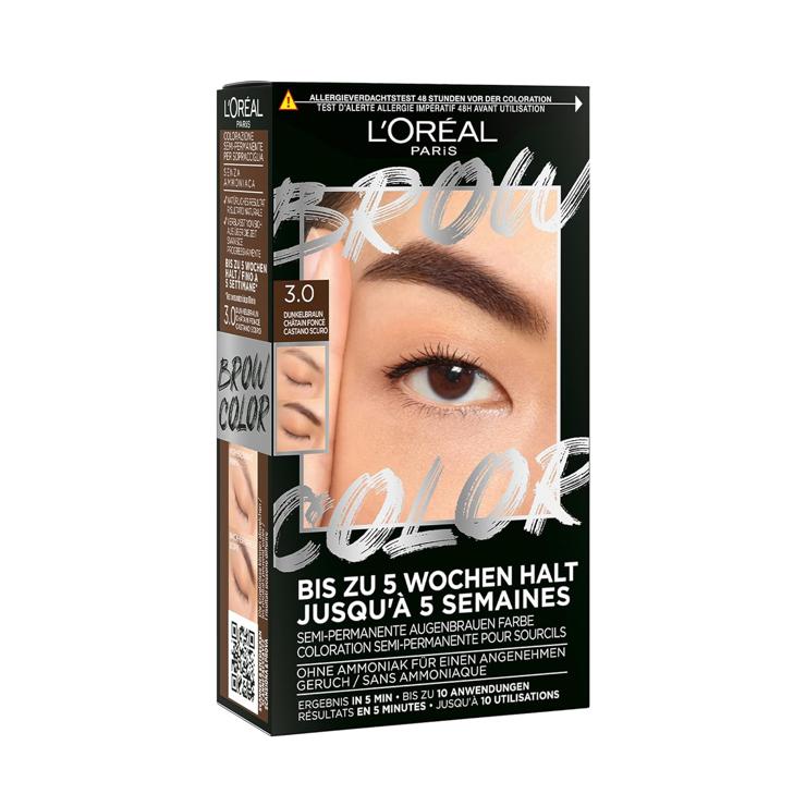 L'Oréal Paris L\'Oréal Paris Eyebrow Color for a Radiant and Perfectly Groomed Look, Ammonia-Free Eyebrow Color, Up to 10 Applications per Pack, Brow Color, 3.0 Dark Brown