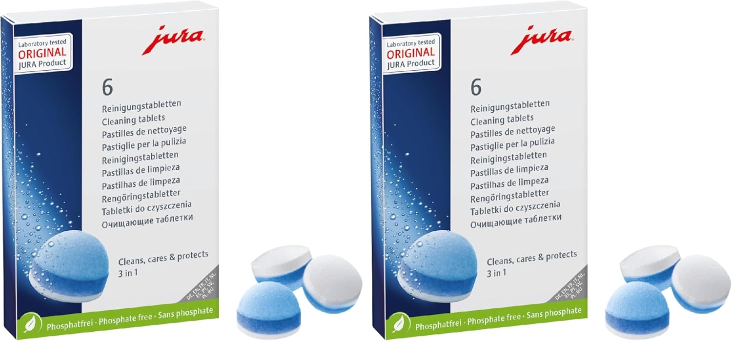 JURA Original - 3-phase cleaning tablets for 6 cleanings - TÜV-certified hygiene - 6 pieces - 24225 (pack of 2)