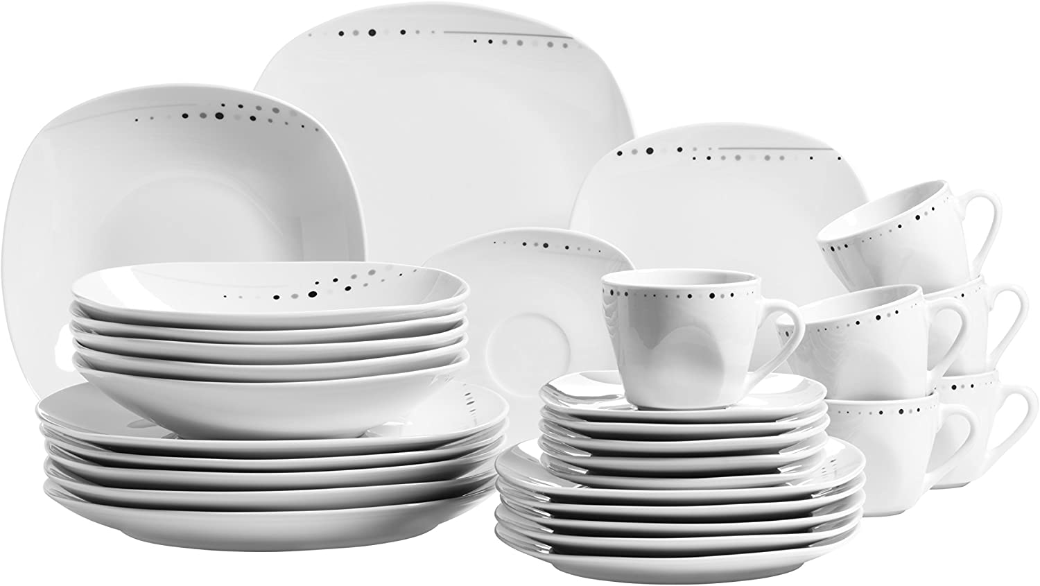 Mäser, Fadilla Series Crockery Set 30 Pieces Porcelain Crockery Set for 6 People