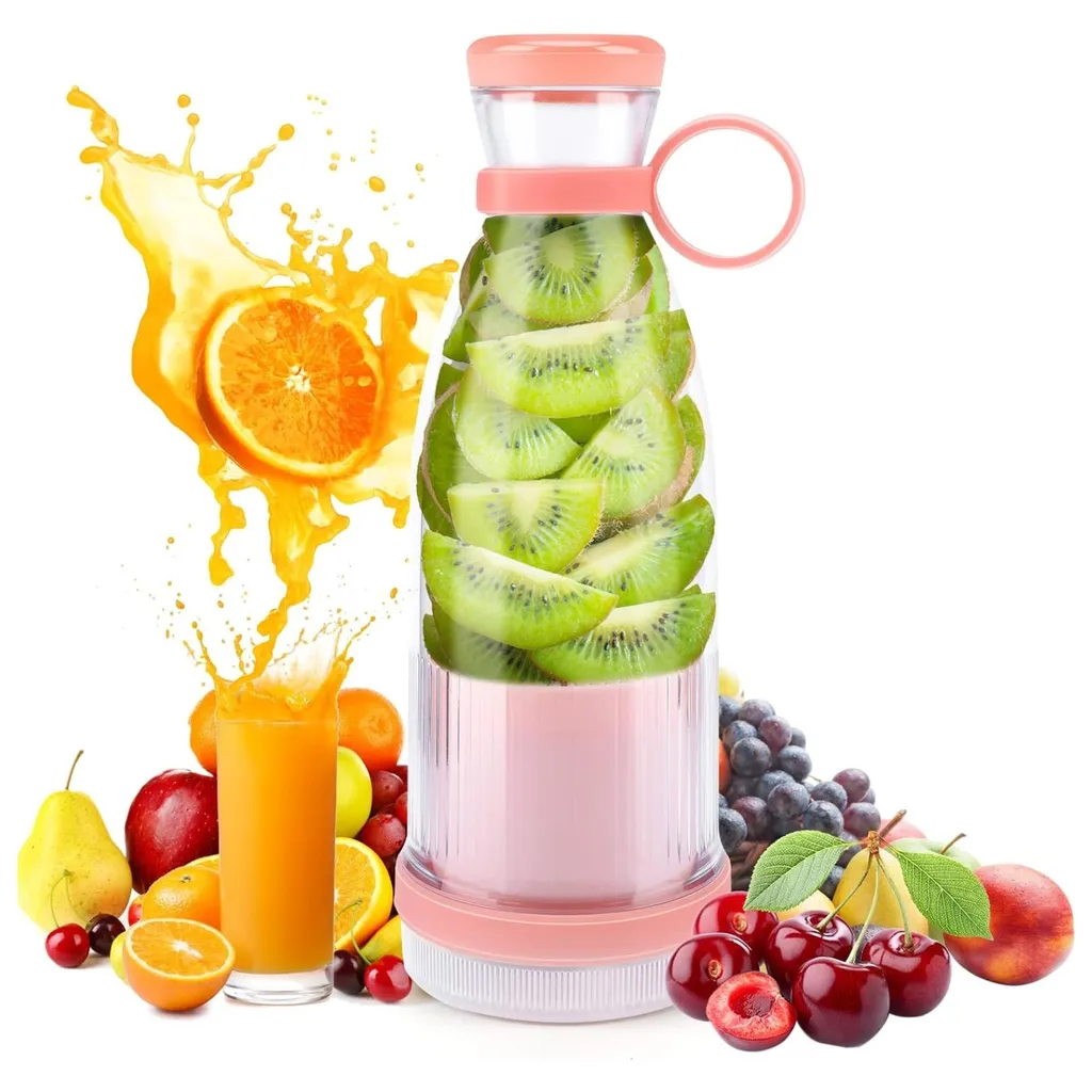 Mormark 2-pack 380ml Fresh Juice Bottle, USB Blender, 500g Portable Blender Smoothie Maker - JUCIFY Pink
