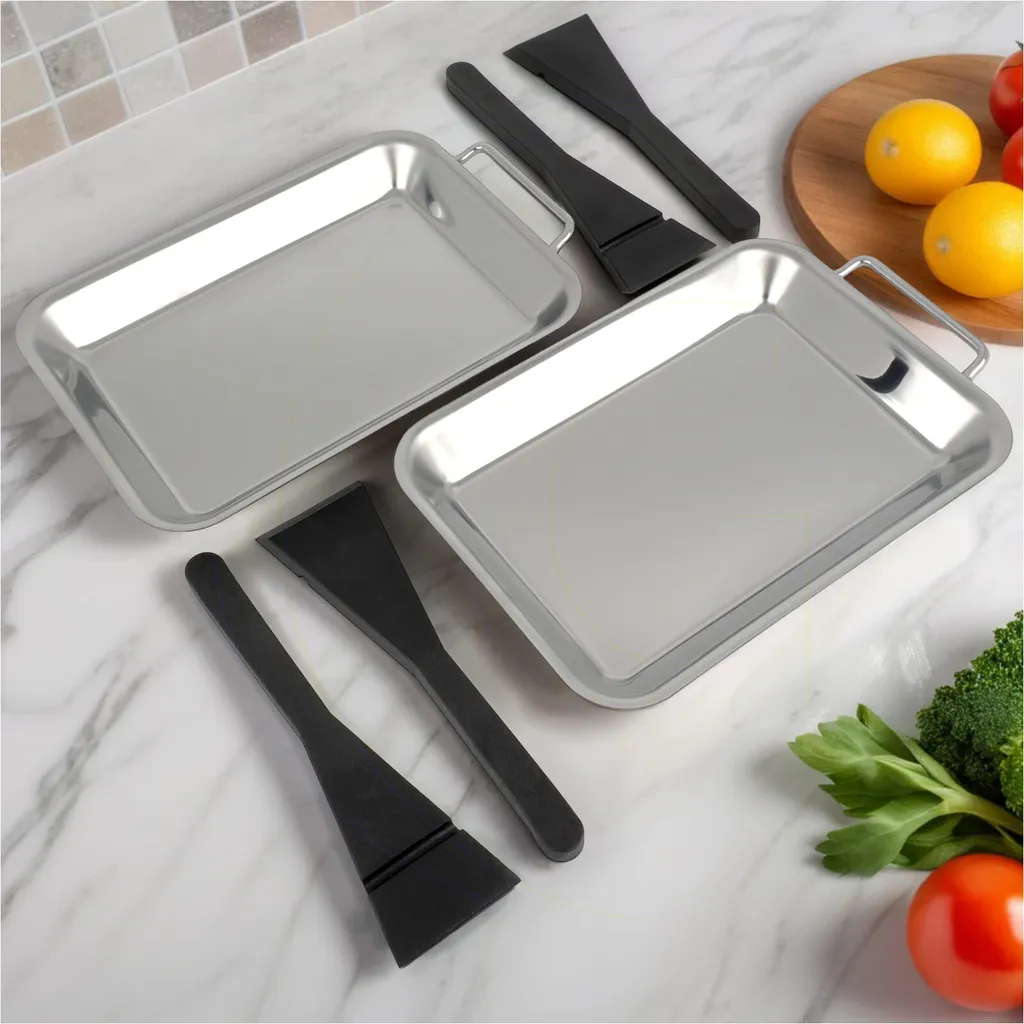 Gravidus Set of 2 stainless steel grill pans, portion pans, grill