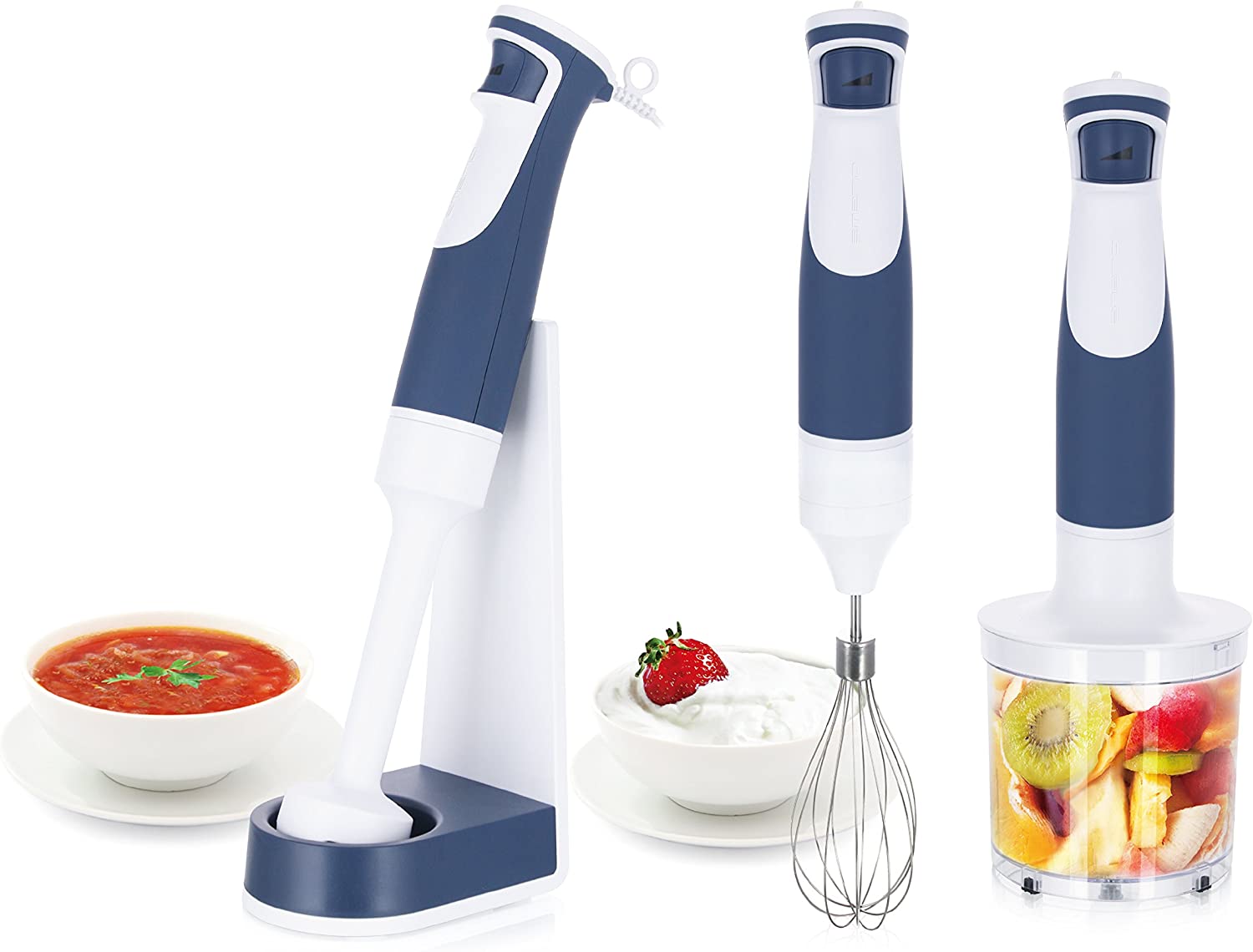 Emerio hand blender set with stand, BPA-Free, Swiss Design, 1-finger Speed ​​Control, High Performance DC Motor, 500 Watt, HB-114250.2