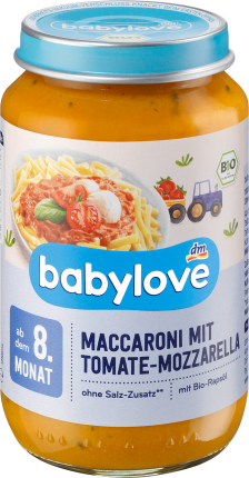 babylove Menü Maccaroni mit Tomate-Mozzarella ab dem 8.Monat, 220 g