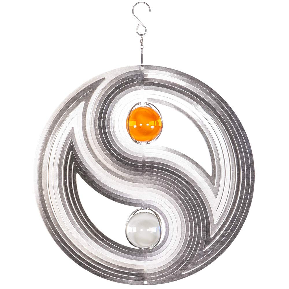 Cim Orbit Yinyang Stainless Steel Wind Chime With Ball Bearing Swivel, Hook
