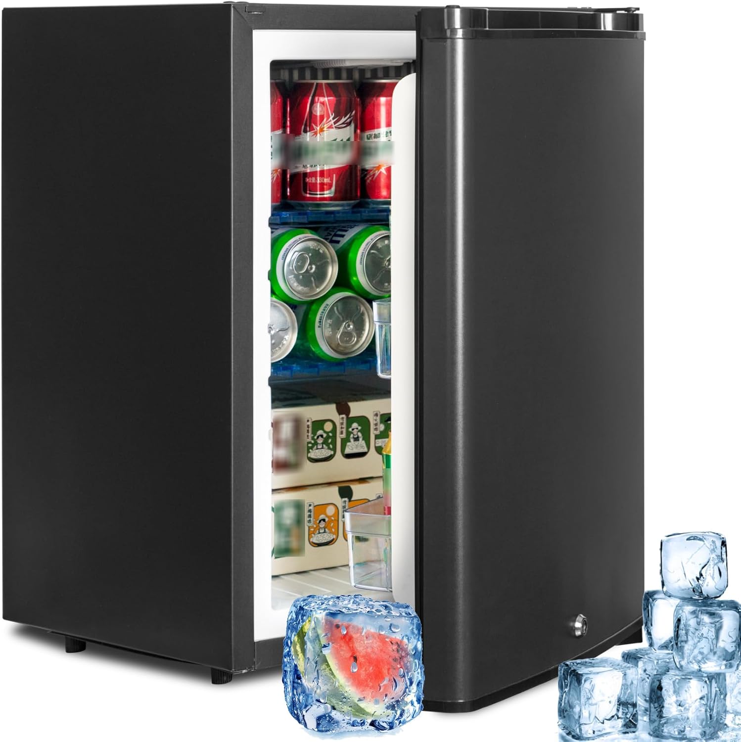 SMETA 12 V Fridge, Camping Fridge 12 V 230 V, 12 V Fridge Motorhome 40 L, Caravan Fridge, Quiet Fridge, Reversible Door with Lock for Car, Truck, Office, Womo, Silent, Black