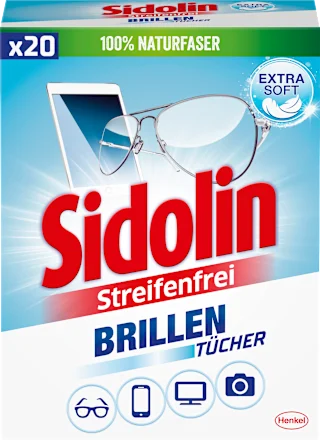 Sidolin Streak-free eyeglass cleaning cloths, 20 count
