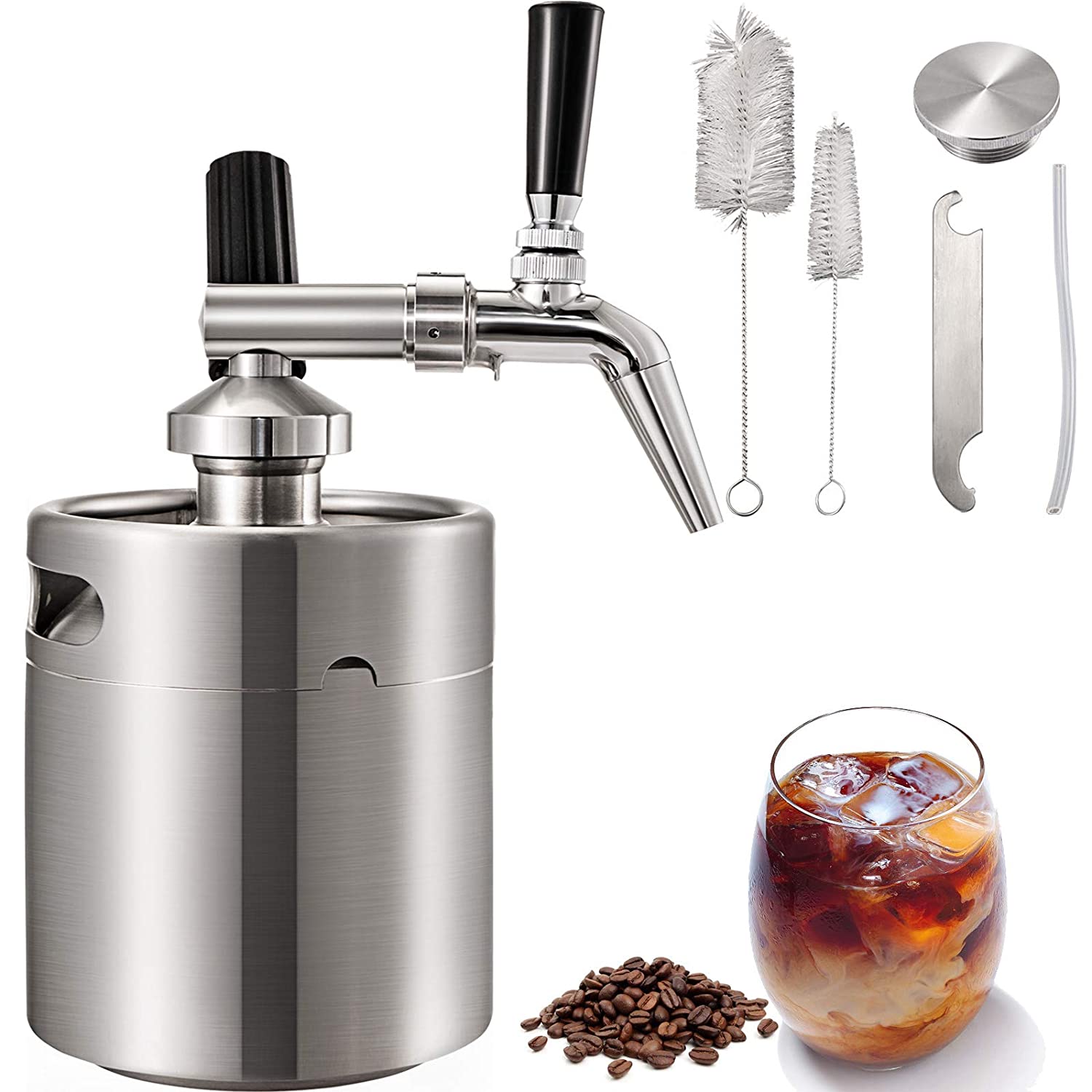 VEVOR Coffee Machine Stainless Steel 2L Coffee Cold Brew Niro Coffee Machine Cold Brew Coffee Maker Filter