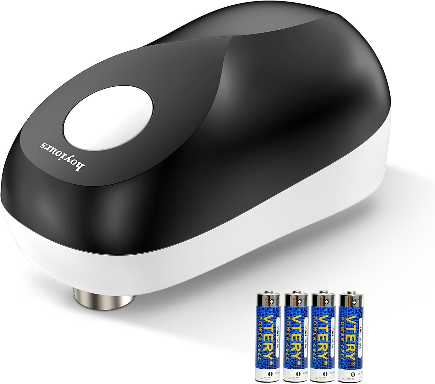 Electric Can Opener hoyiours Can Opener Electric without Sharp Edges and Automatic Shut-Off, 360° Rotation Electric Can Opener for Seniors with 4 AA Batteries Black