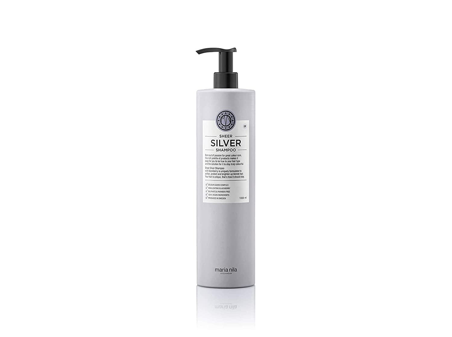 Maria Nila Care & Style Sheer Silver Shampoo, No Yellow Silver Shampoo for a Cool Blonde, Intensive Hair Care Anti Yellow Tinting, Sulphate & Paraben Free, 1 L