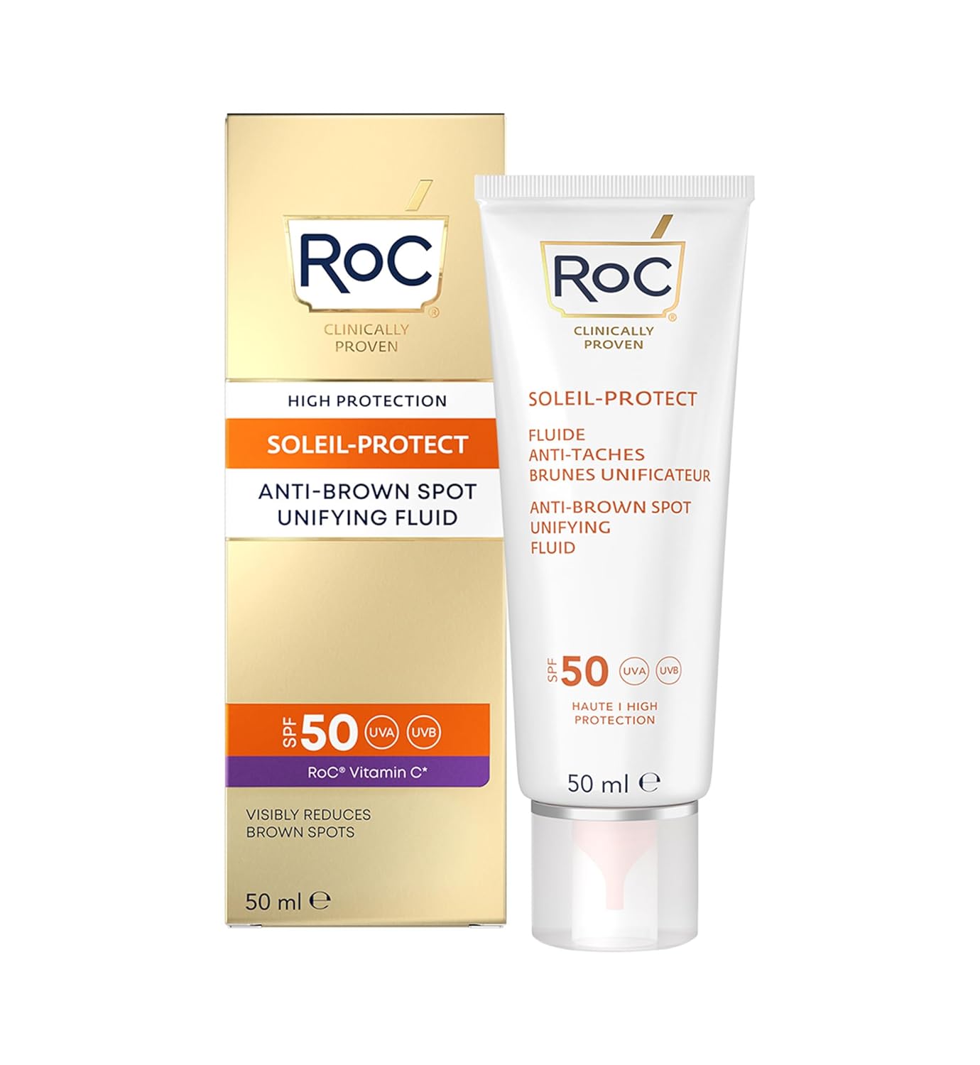 RoC Soleil-Protect Unifying Fluid Anti-Brown Spots SPF50 - Face Sun Protection - 50 ml
