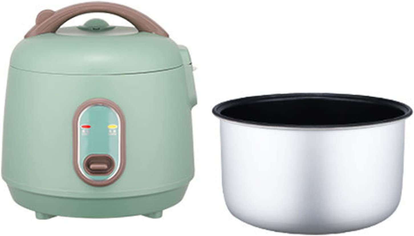 Zerodis Mini Rice Cooker Electric Non-Stick Rice Cooker Alloy Plastic Multifunctional Portable Non-Stick Electric Rice Cooker 2L Lining (Green)