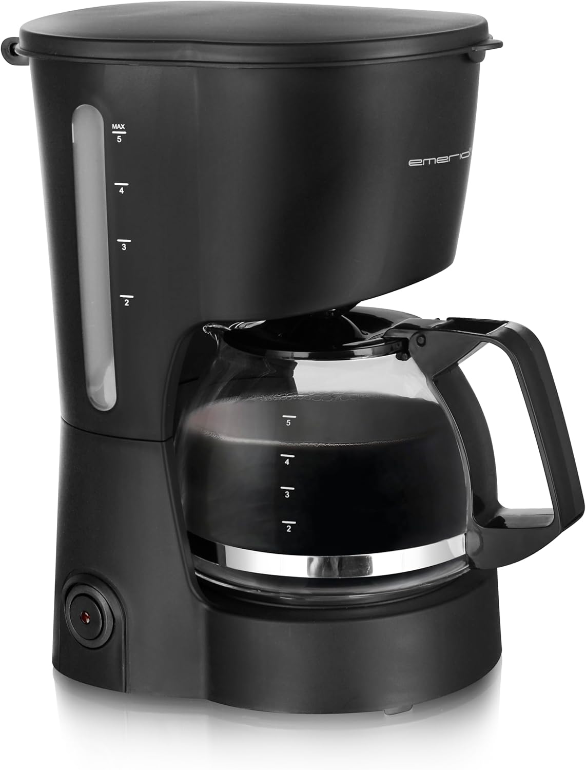 Emerio Filter Coffee Machine Small 0.6 L Glass Jug for up to 5 Cups of Fresh Coffee Removable Permanent Filter Anti-Drip Function 40 Minutes Auto-Off 600 Watt BPA Free CME-116801