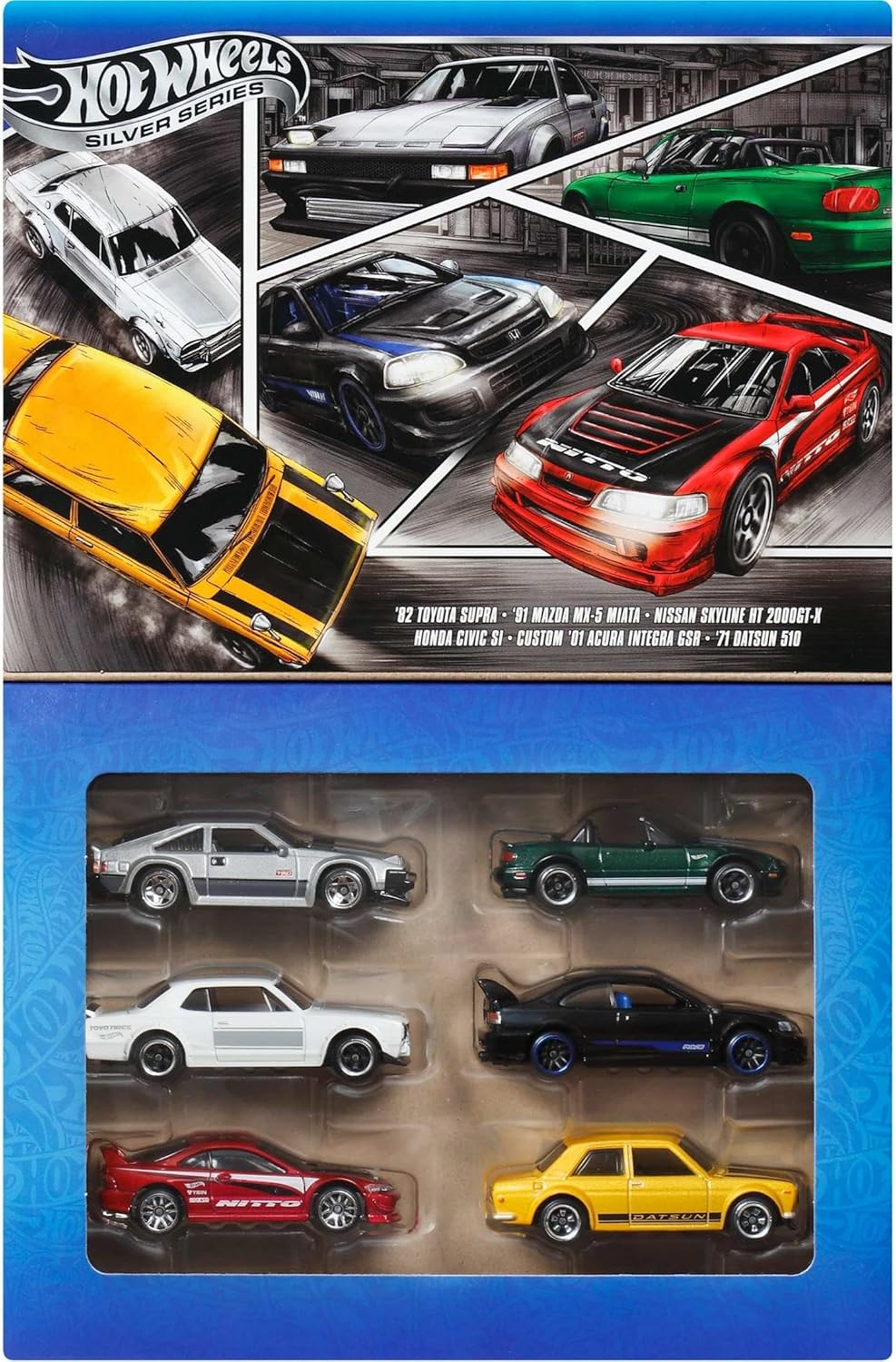 Hot Wheels 1:64 Scale Die-Cast Toy Cars Set of 6 Japanese Vehicles with High Quality Decoration (Styles May Vary) JBY77