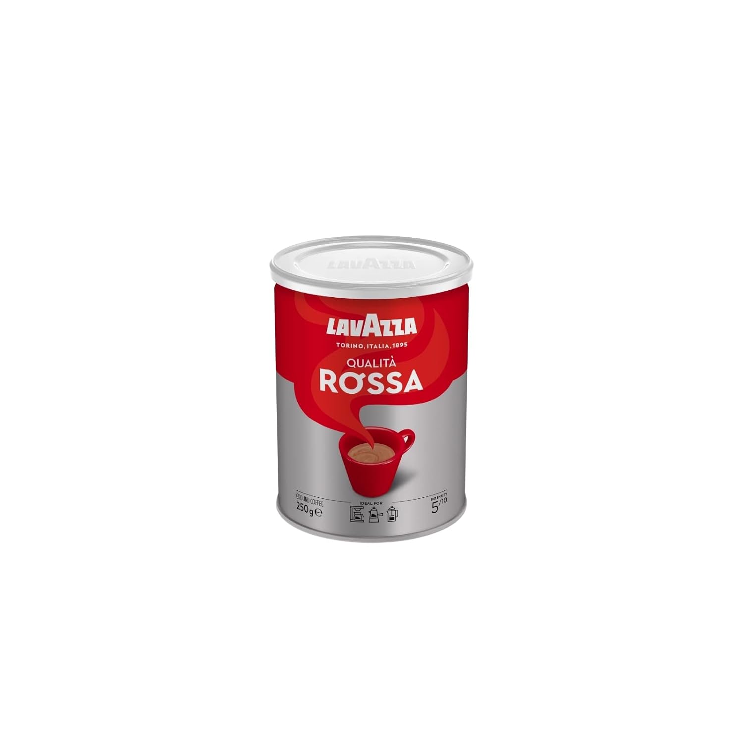 Lavazza, Qualità Rossa, Ground Coffee, Arabica & Robusta, with Aroma Notes of Chocolate and Dried Fruit, Intensity 5/10, Medium Roast, 250 g
