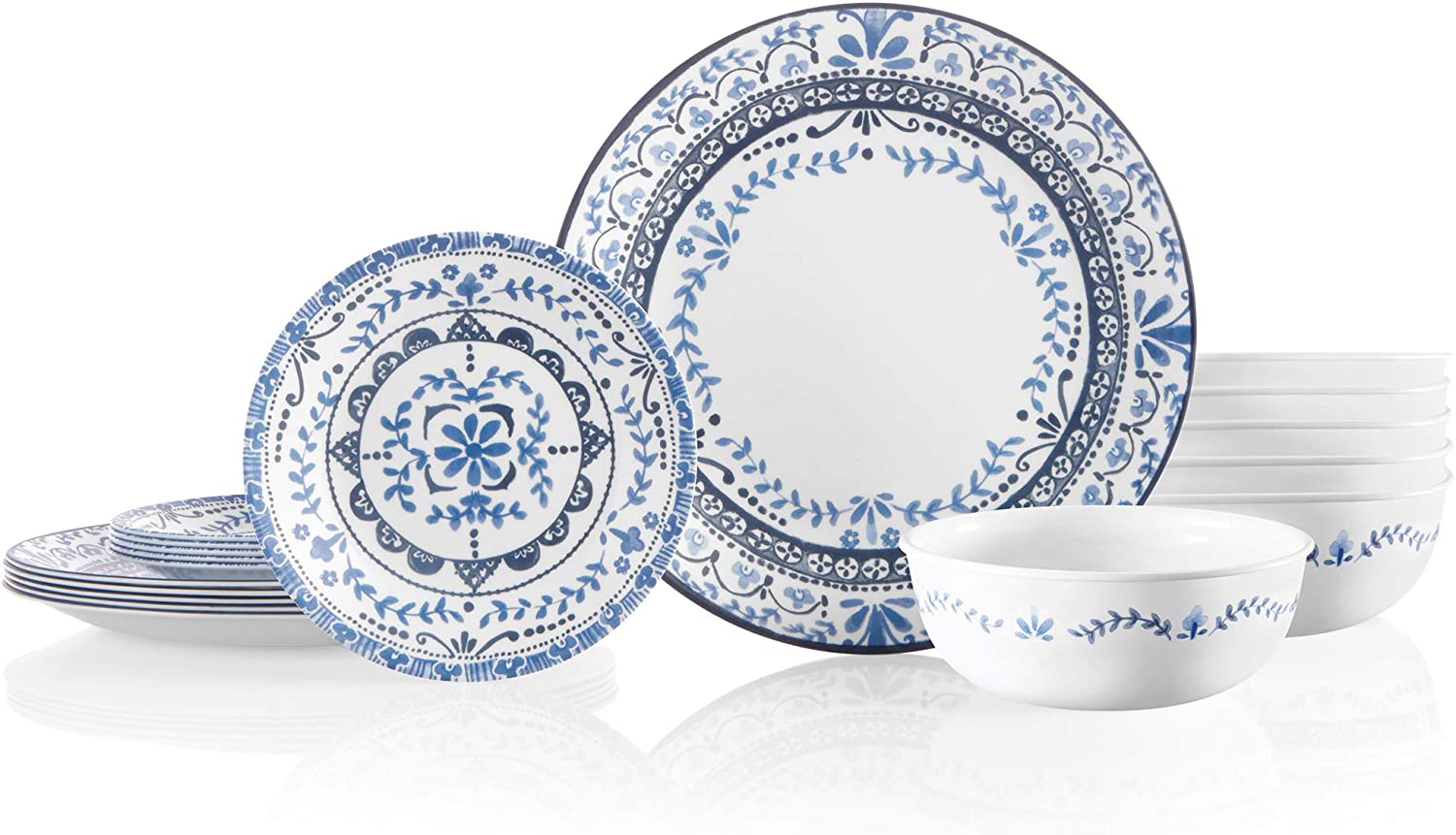 Corelle Service for 6 Chip Resistant Glass Tableware Set - Portofino