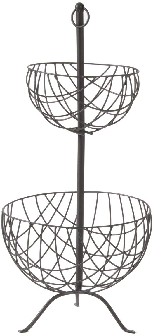 Varia Living Large Cake Stand as Storage Basket for Fruit and Vegetables in the Kitchen Made of Metal in Black 3 Tier Kitchen Shelf Storage Kitchen | Decorative Alternative to Vegetable Cords