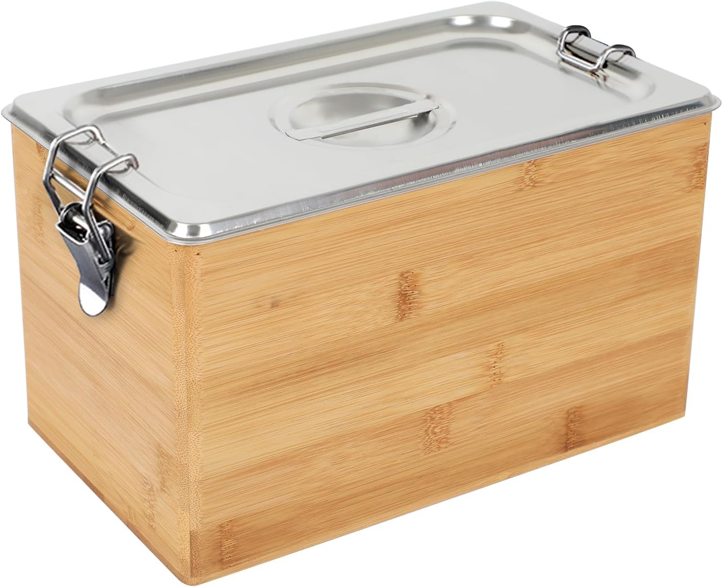 Compost Bin Kitchen Worktop, Wooden Kitchen Compost Container, Organic Rubbish Bin, Stainless Steel Container with Lid, Odour-Proof, Organiser for Food Leftovers, Kitchen Worktop Organiser (Yellow,