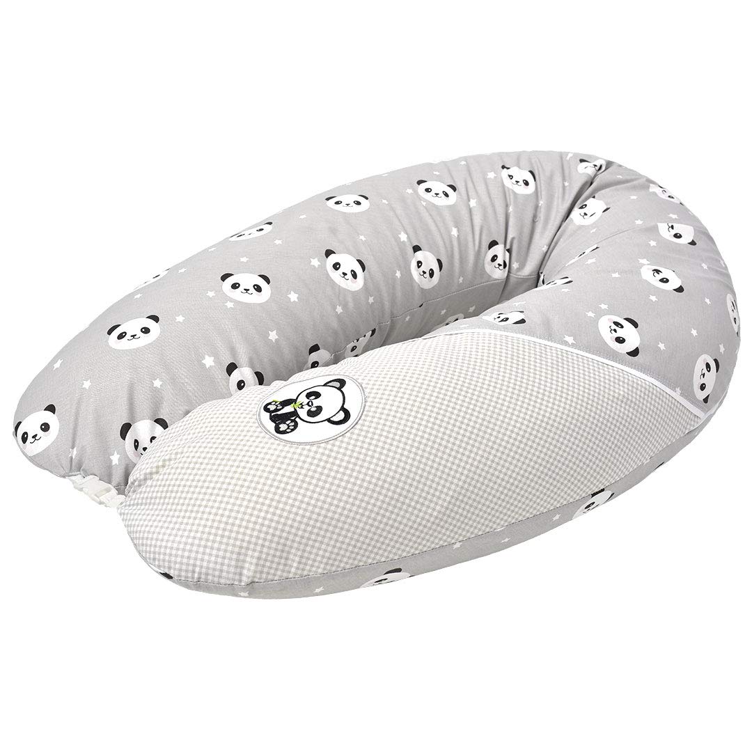 Sei Design Nursing Pillow Pregnancy Pillow with Zip Cover 190 x 30 cm - 170 x 30 cm Filling: fibre balls Panda taupe