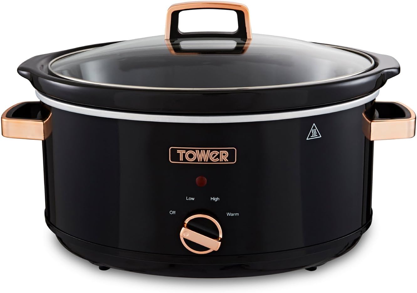 Tower T16019RG Infinity Slow Cooker with 3 Heat Settings and Keep Warm Function, 6.5L, 270 W, Black and Rose Gold