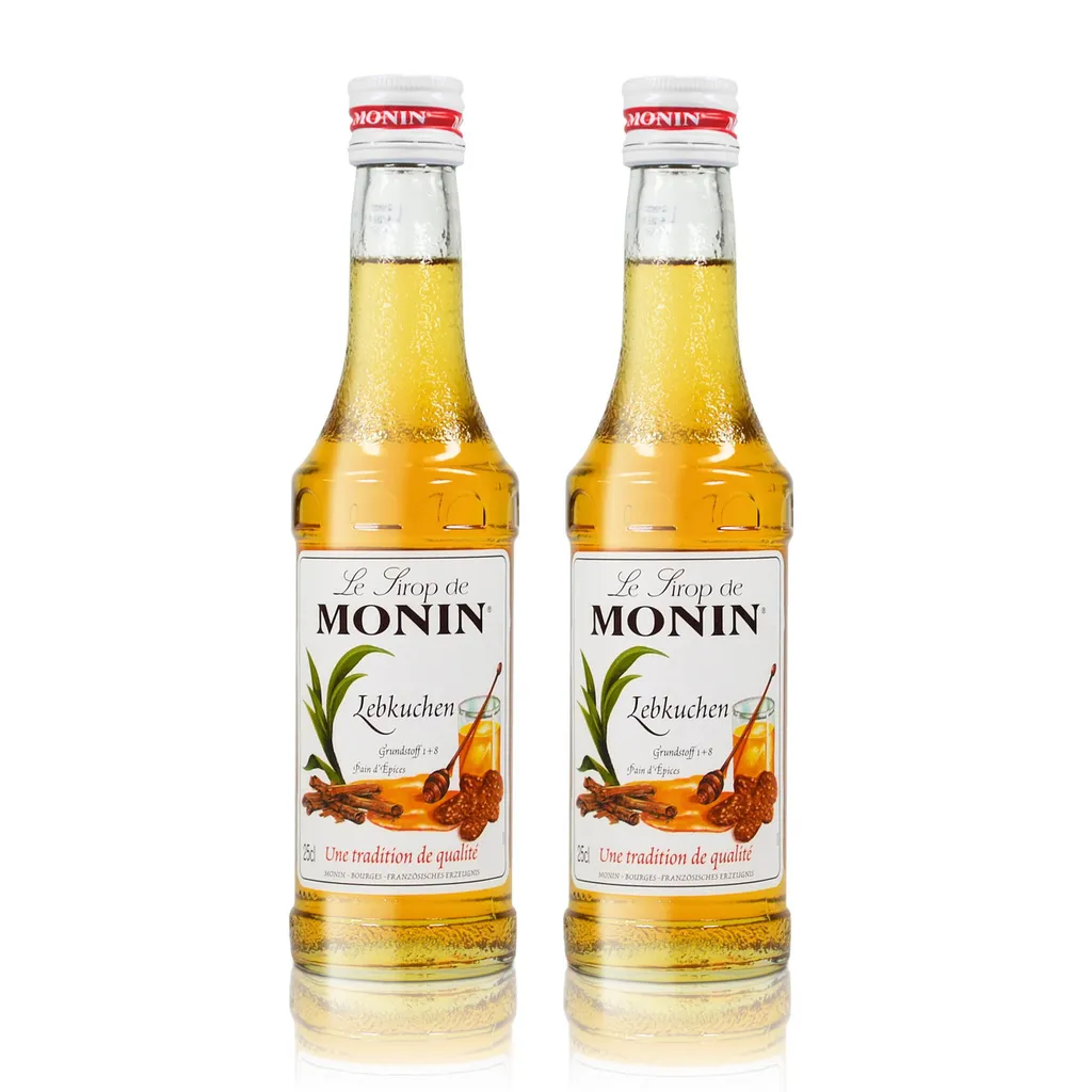 2x Monin Gingerbread Syrup, 250 ml bottle - for cocktails, coffee or cooking 500 ml