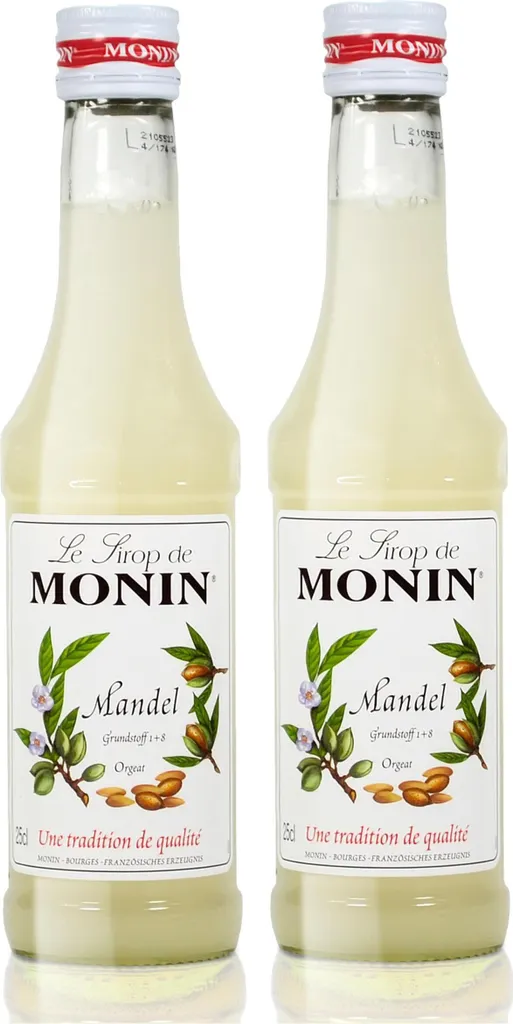 2x Monin almond syrup, 250 ml bottle